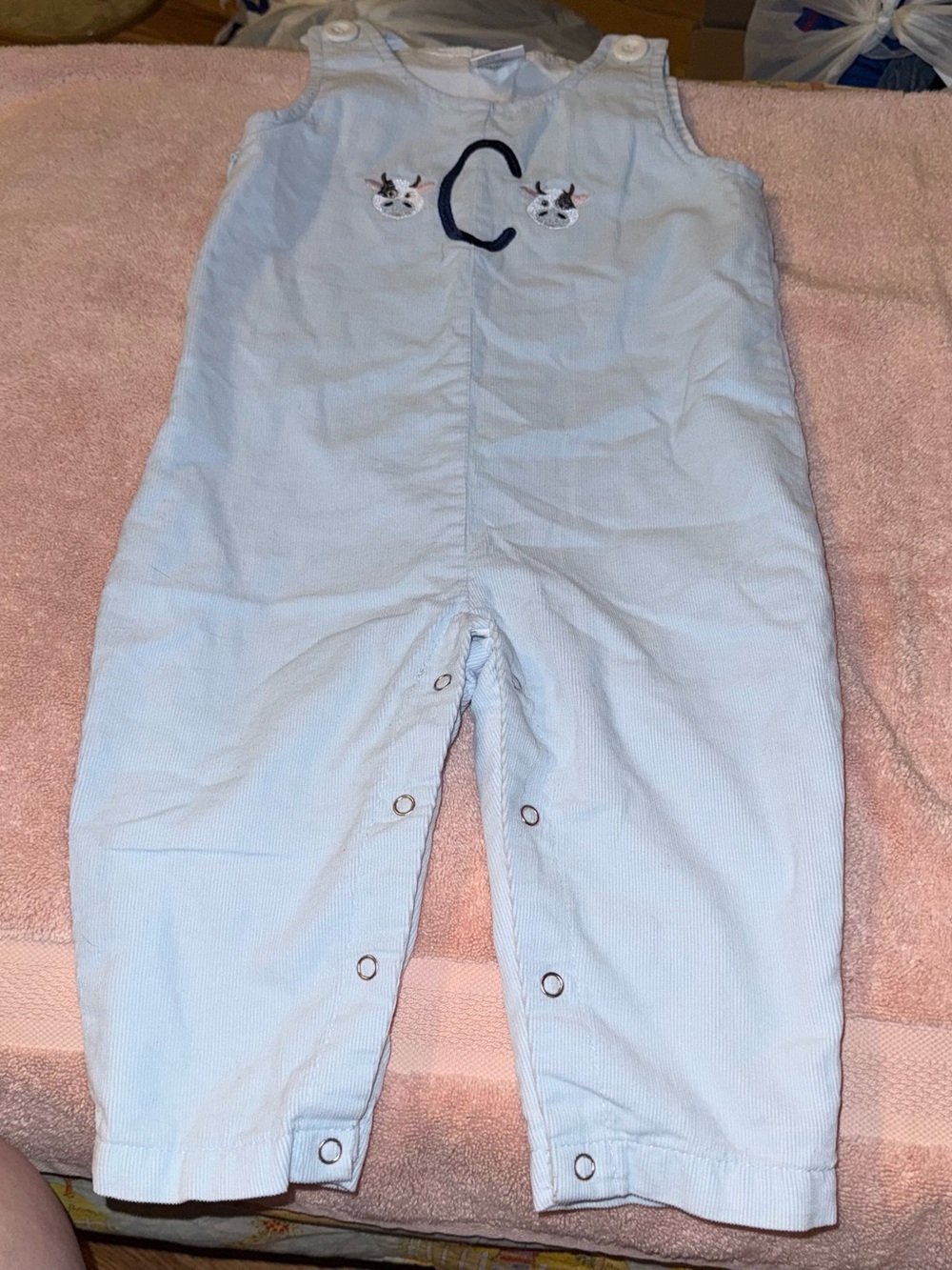 LTC Love That Cotton Baby Boys Size 18 months Cow C Monogram Pants Overalls